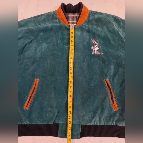 Vintage 1993 Looney Tunes Leather Suede Varsity Jacket XL - Picture 12 of 15
